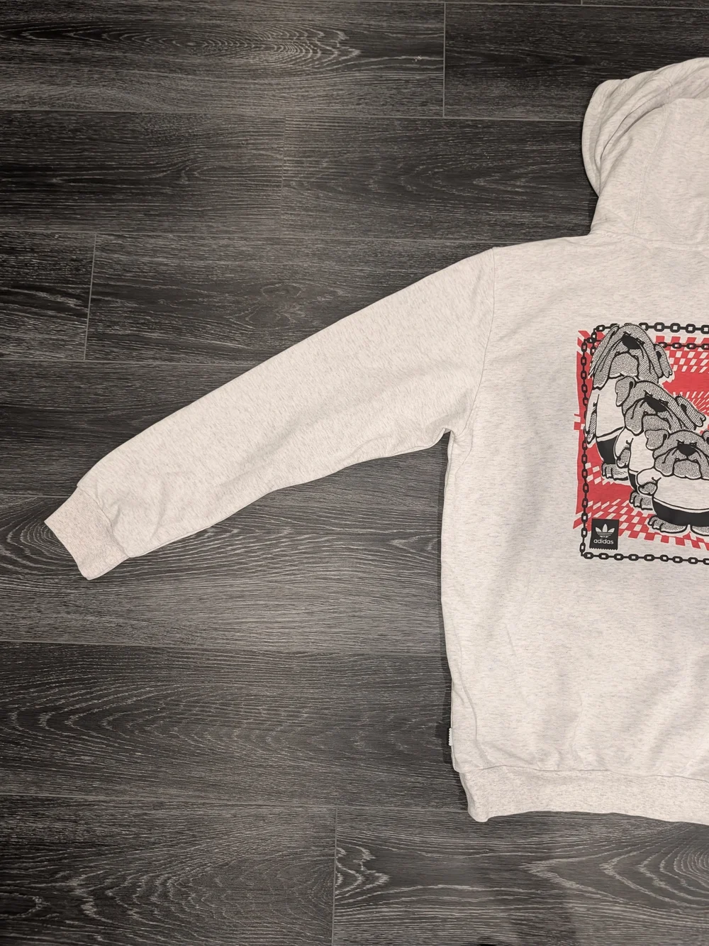 Adidas Light Gray Sweatshirt with Red and Black Graphic